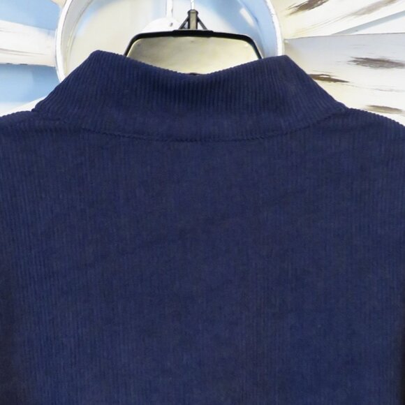 NWOT Navy Lightweight Ribbed Shirt‎ with Brown Accent Size Medium - Picture 6 of 6